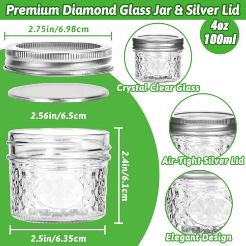 4oz Glass Mason Jars with Airtight Lids, Mini Canning Jars 40 Pack