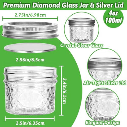4oz Glass Mason Jars with Airtight Lids, Mini Canning Jars 40 Pack