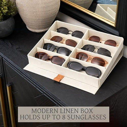 ZICOTO Beautiful Sunglass Storage Organizer For 8 Pairs - Stylish Case/Holder Displays Your Glasses And Protects From Dust