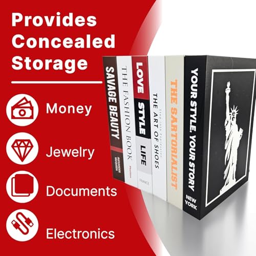 Original Hidden Storage Secret Book Box 8.3 x 6.3 x 9.4 In, Made from Gray Board & Cardboard, Faux Books for Decoration, Electronics & Cord Hider,Box Hider for Router and TV Cord, Decorative Book