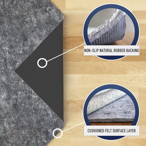 RUGPADUSA - Superior-Lock - 8'x10' - 1/4" Thick - Felt + Rubber - Premium Non-Slip Rug Pad - Perfect for Hardwood Floors, Available in 2 Thicknesses, Many Custom Sizes
