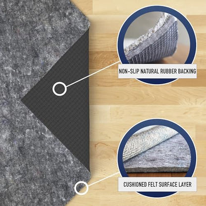 RUGPADUSA - Superior-Lock - 8'x10' - 1/4" Thick - Felt + Rubber - Premium Non-Slip Rug Pad - Perfect for Hardwood Floors, Available in 2 Thicknesses, Many Custom Sizes