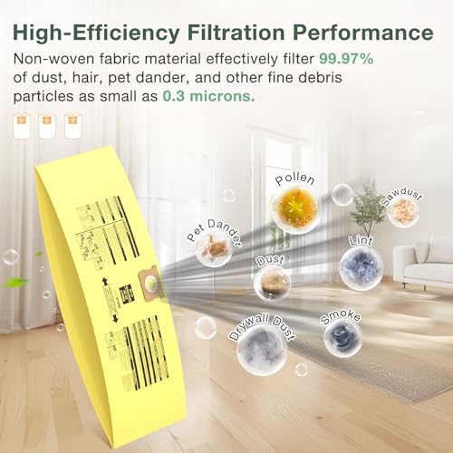 10PCS 10-14 Gallon Vacuum Bags for Shop Vac Bags | Disposable Wet Dry Vaccum Collection Bags, Replace Part Type I #90672 9067200, Type F #90662 9066200 9066233, VF2005 (Yellow)