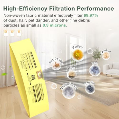 10PCS 10-14 Gallon Vacuum Bags for Shop Vac Bags | Disposable Wet Dry Vaccum Collection Bags, Replace Part Type I #90672 9067200, Type F #90662 9066200 9066233, VF2005 (Yellow)