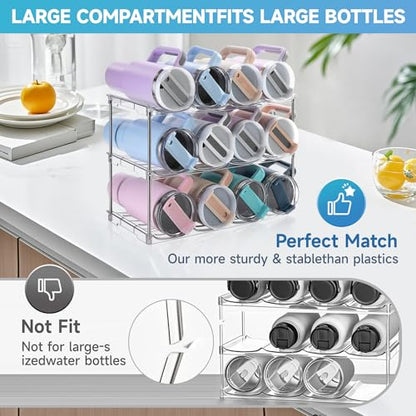Larger Water Bottle Organizer for Stanley 40 oz Tumbler, Tumbler Organizer | Stackable Water Bottle Holder Rack for Cabinet, Kitchen Storage Organizer for for Stanley Cup Accessories, Tumbler Storage