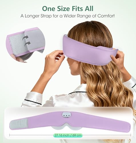LC-dolida Voice Control Bluetooth Sleep Mask, Bamboo Cotton Bluetooth Sleep Headphones with 3D Zero-Pressure Cups and Timer Setting, Total Blackout Sleep Eye Mask for Side Sleepers (Purple)