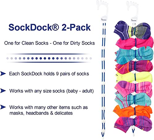 Sock Laundry Solution for Washing Drying & Storing Socks in Pairs, Clip & Hold Socks in Washer Dryer & Closet 2-Pack