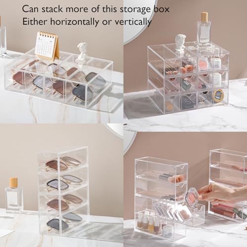 Sunglass Storage Box, Acrylic Eyeglass Organizer, Make-up Storage Drawer Tray, Jewelry Trays, Type Strong Load-bearing Easy Access 4-Layer Transparent Visual Sunglasses Case Home Office Using