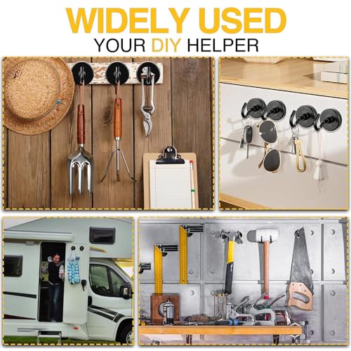 DIYMAG Magnetic Hooks,170lbs Heavy Duty Magnets with Hook Black 12 Pack | Rare Earth N52 2026 Cruise Cabin Ship Essentials for Fridge Hanging Classroom Beach Vacation Kitchen Grills Home Must Have