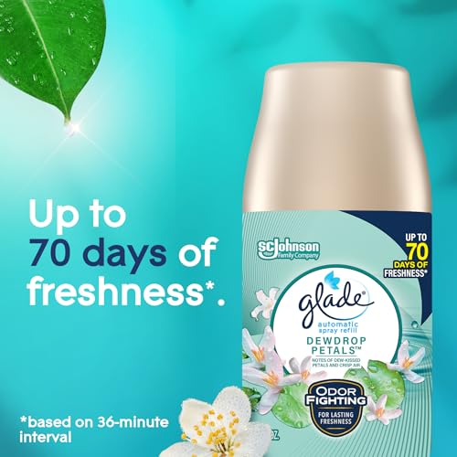 Glade Automatic Spray Refill, Dewdrop Petals, Scented Air Freshener for Home and Bathroom, 6.2 Oz, 6 Count