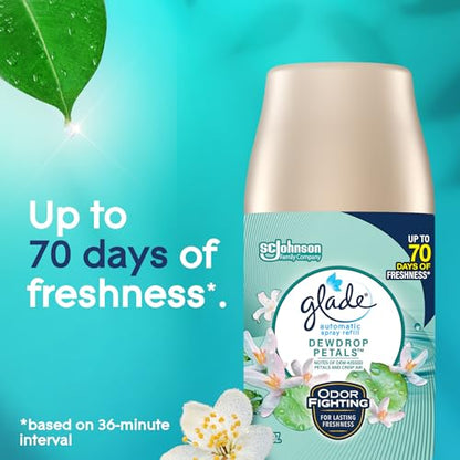 Glade Automatic Spray Refill, Dewdrop Petals, Scented Air Freshener for Home and Bathroom, 6.2 Oz, 6 Count