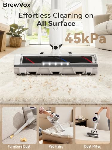 Telescopic Cordless Stick Vacuum Cleaner for Home Carpet & Pet Hair, Auto Detect, 45kPa Powerful Suction, 550W Motor, 60Min Runtime Quick Rechargeable, 6 Stage Filtration System