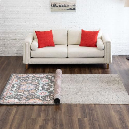Mohawk Home Non Slip Rug Pad 2' x 16'- 1/4" Thick Felt + Latex Rubber Gripper - Dual Surface Cushion for Hardwood, Carpet, Tile Floors, Made in USA