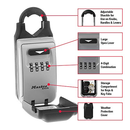 Master Lock 5420EC Set Your Own Combination Portable Lock Box with Adjustable Shackle, 6 Key Capacity