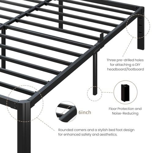 Metal Bed Frame King Size, 14 Inch Heavy Duty Platform Bedframe, Noise Free