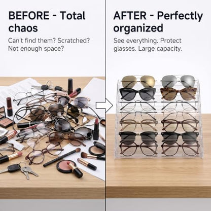 Sunglasses Organizer - Clear Eyeglasses Display stand - Eyeglasses Storage - For Glasses Tabletop Holder Stand(7 Layer)