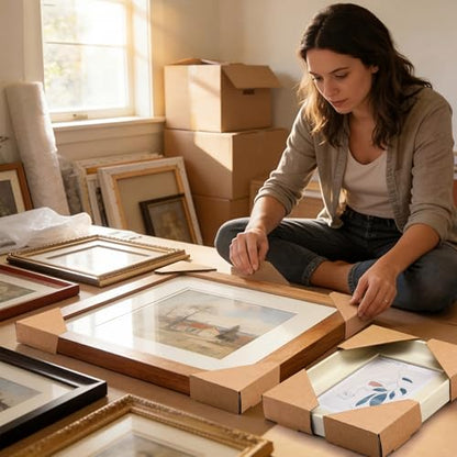 300 Pcs Adjustable Picture Frame Cardboard Corner Protectors Fit 1", 1.5" and 2.2" Frames, Kraft Corner Protectors Bulk for Shipping Packing or Moving Art, Reusable Packaging Edge Protector