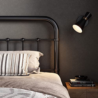Allewie Queen Metal Bed Frame with Victorian Iron-Art Headboard, Black | Victorian Style Wrought Iron-Art Headboard/Footboard, Easy Assembly, Under Bed Storage, No Box Spring Required