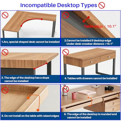 BYMECOST No Drill Under Desk Laptop Mount, Metal Under Desk Storage Shelf | Laptop Storage Tray for Macbook, Mac Mini, Controllers and Cables, Anti-scratch Silicone, fits Office, Gaming, Workstations