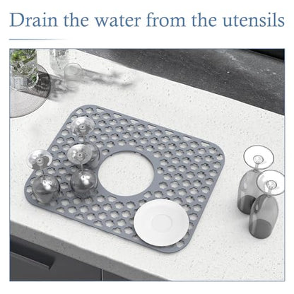 Silicone Sink Protector Kitchen Sink Mat 2 Pack 13... (Gray | Silicone)