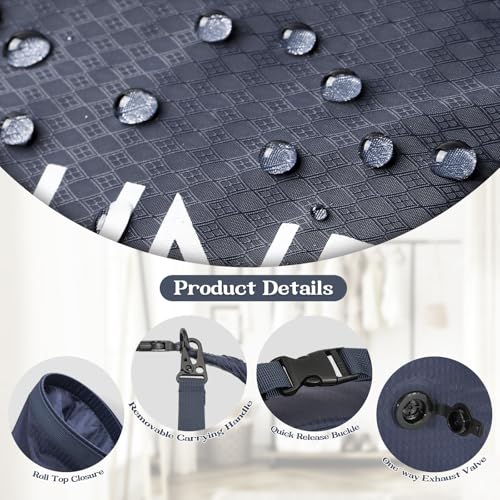 Travel Laundry Bag, Vacuum Compression Dirty Clothes Travel Bag | Waterproof Wet/Dry Space-Saving Laundry Storage Organizer, Smell Proof Storage Bag for Clothing, Swimming, Yoga, Gym, Camping