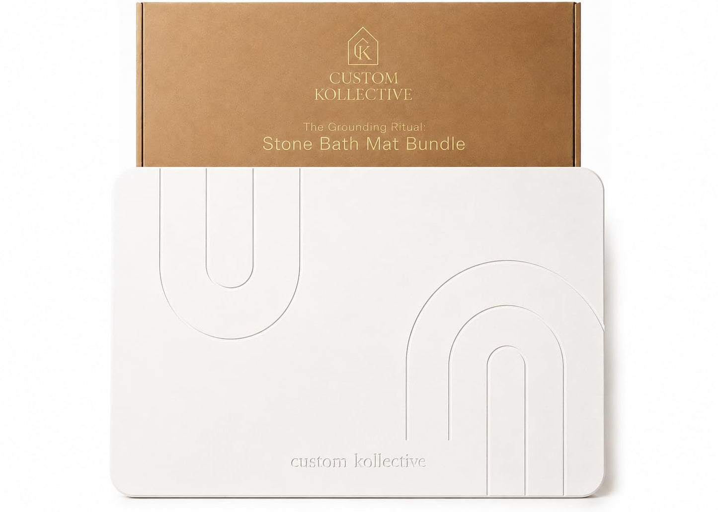 Custom Kollective™ Stone Bath Mat Ritual Bundle – Diatomite Quick Dry Bath Mat for Bathroom, Stone Drying Mat, Non-Slip Pad, Brush, Polishing Pad & Storage Bag (Grounding Sandstone)
