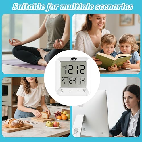 Digital Shower Clock Waterproof,Bathroom Extra Large LCD Screen Wall Clock Timer,Countdown,Moisture Proof,Anti Splash,Display Temperature,Time,Date and Week,Suction Cup,Hanging,Hole Stand