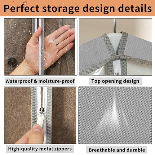 3 Pcs Garment Bags,40" & 50" PVEA Breathable Dust Cover,Dress Bag | For Hanging Clothes With Bedroom, Garment Covers For Suits,Padded Clothes,Shirts, Prevent, Dustproof, Keep Dry, Breathable