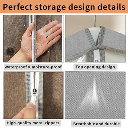 3 Pcs Garment Bags,40" & 50" PVEA Breathable Dust Cover,Dress Bag | For Hanging Clothes With Bedroom, Garment Covers For Suits,Padded Clothes,Shirts, Prevent, Dustproof, Keep Dry, Breathable
