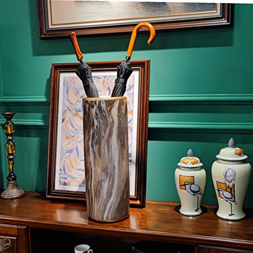 24" H Marble Pattern Ceramic Umbrella Stand Entryway Umbrella Holder | Contemporary Umbrella Rack Porcelain Floor Vase for Storing Canes Walking Sticks for Entryway Porch Indoor Home Decor