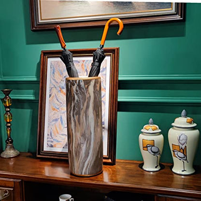 24" H Marble Pattern Ceramic Umbrella Stand Entryway Umbrella Holder | Contemporary Umbrella Rack Porcelain Floor Vase for Storing Canes Walking Sticks for Entryway Porch Indoor Home Decor