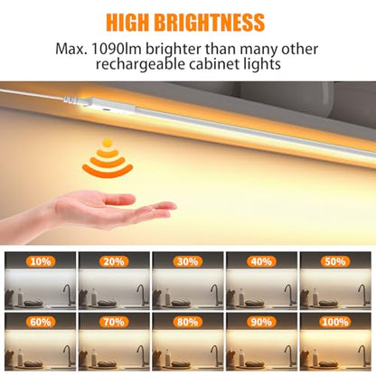 Smart Under Cabinet Lights, 40in Plug in Under Cabinet Lighting with Handwave Sensor, Bright Dimmable 5 Color Temp Stick on Closet Light, Slim Cuttable Under Counter Lights for Kitchen Desk Shelf