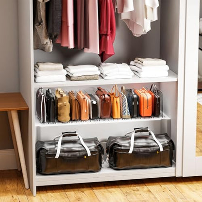 Clear Acrylic Shelf Dividers for Closet Organization,8 Pack Adjustable Bags,Clutch,Purse Organizer and Storage,Handbag Organizer for Closets,Purse Divider,8.8″ Tall Sweater,Tshirt,Towel Divider
