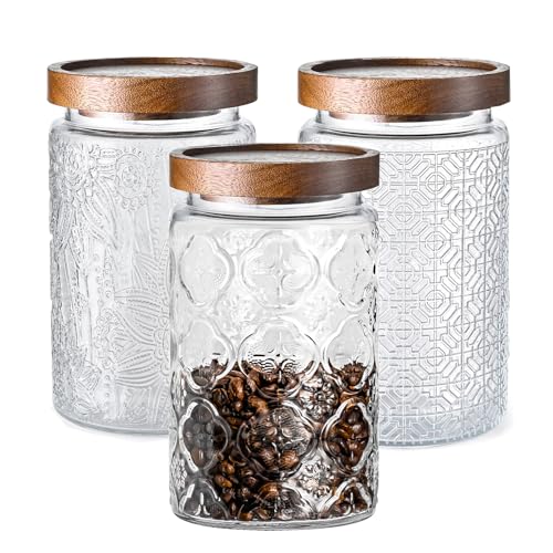 Glass Storage Containers With Lids, Glass Jars With Lids, 32oz, Set Of 3