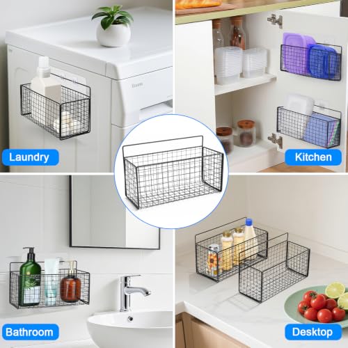 2 Pack Large Adhesive Kitchen Cabinet Door Organizer - Lid Organizer Inside Cabinet Wall Mounted Pantry Door Caddy for Kitchen Containers Lid Kitchen Under Sink Basket