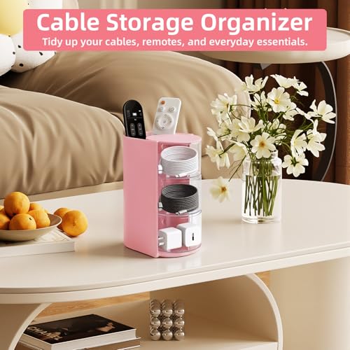 neotidy Hair Accessories Organizer with Hair Brush Holder, Rotating Hair Tie Product Organizer for Girls, 3-Tier Makeup Brush Holder for Clips, Bows & Brushes (Pink, 3-Tier)