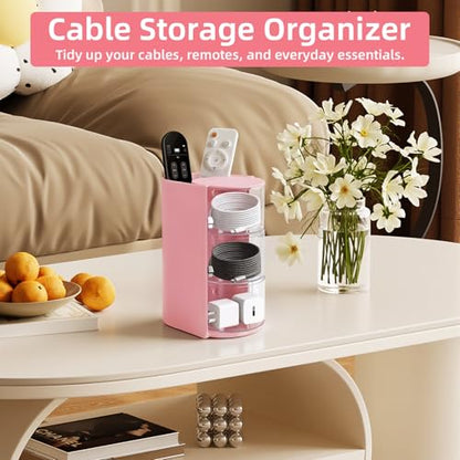 neotidy Hair Accessories Organizer with Hair Brush Holder, Rotating Hair Tie Product Organizer for Girls, 3-Tier Makeup Brush Holder for Clips, Bows & Brushes (Pink, 3-Tier)