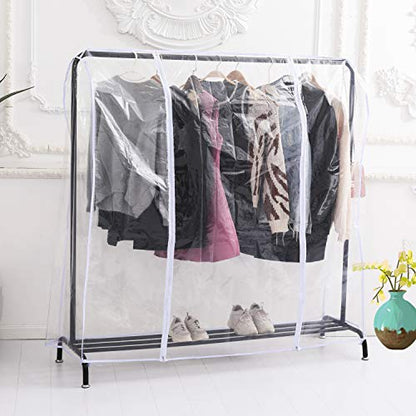 Ruibo Clear Garment Rack Cover Dustproof Clothes Rack Cover with 2 Durable Zipper/Clothing Waterproof Protector (L:71x20x60 inch)