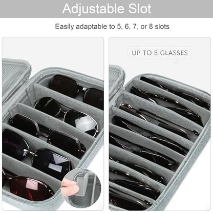 Bukere Travel Sunglasses Organizer Case Adjustable Slot For Multiple Eyeglasses Hard-shell Portable Storage Box for Men Women