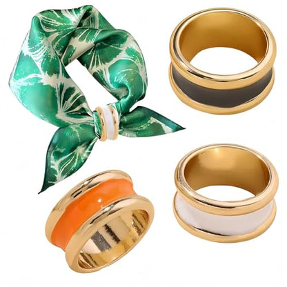 SYWDUDUCLT Scarf Ring for Women's Shawl, Silk Neckerchief, Tshirt, Gold/Sivler, S/M/L, 2 Pcs