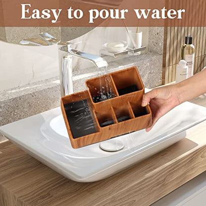 Toothbrush Holder with Anti-Slip, Bathroom Organizer Countertop Detachable | Multifunctional Storage, Easy Cleaning,Bathroom Caddy for Toothpaste, shaver, Vanity Organizer, Office