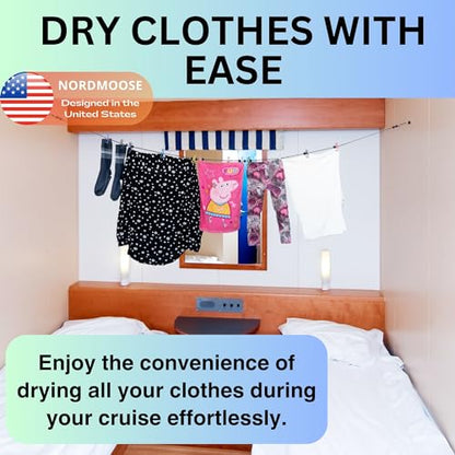 Magnetic Clothesline for Cruise Ship - Updated Stronger Magnets | Cabin Approved - Strong Rubber Coated Non-Scratch Magnets, Travel Clothesline for Cruise Ship Essentials 2026