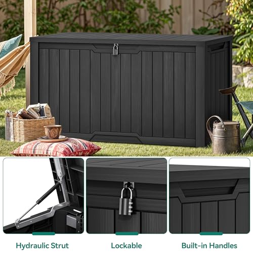 YITAHOME XXL 230 Gallon Large Outdoor Storage Deck Box for Patio Furniture | Outdoor Cushions, Garden Tools and Sports/ Pools Equipment, Weather Resistant Resin, Lockable (Black)