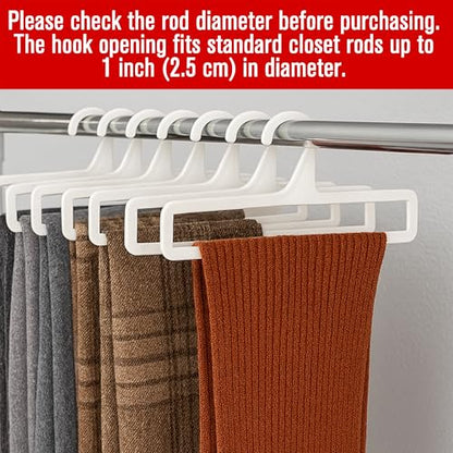 Pack of 50 White Plastic Towel Hangers 10 Inch / 25.5 cm for Retail Display, Multifunctional Storage Rack for Hanging Storing Scarve, Sock, Legging, Tie, Shawl, Belt, Clothes, Wardrobe Organization