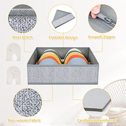 DIMJ Drawer Organizers - 12 Pack Foldable Closet & Sock Organizers, Fabric Dresser Drawer Dividers for Clothes, Underwear, Bras, Socks