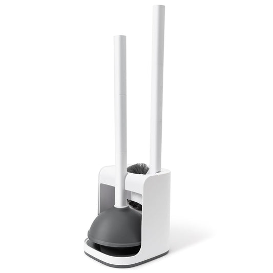 Toilet Brush and Plunger Set Hidden (White)