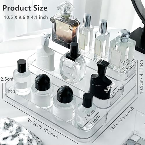 Perfume Organizer - 2 Pack Three-Tiered Shelf - Perfume Lotion Skincare Stand, Spice Vitamins Medicine Bottles Holder,Sturdy Clear Rack for Kitchen Bathroom Countertop Cabinet Storage