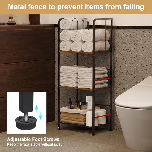 3-Tier Freestanding Towel Racks for Bathroom, Towel Rack Stand | Detachable M-shaped Dividers for Bath Towel Storage Premium Iron & Wood Holder Crafted for Bathroom Organization