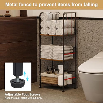 3-Tier Freestanding Towel Racks for Bathroom, Towel Rack Stand | Detachable M-shaped Dividers for Bath Towel Storage Premium Iron & Wood Holder Crafted for Bathroom Organization