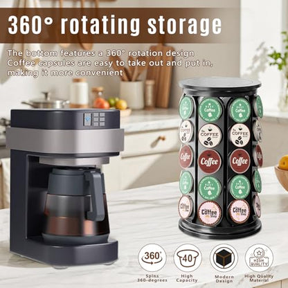 K Cup Holder, Coffee Pod Storage Carousel Holder Organizer Compatible with 40 Keurig K-Cup Pods, Home or Office Kitchen Counter Organizer